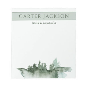 Green watercolor trees nature quote notepad