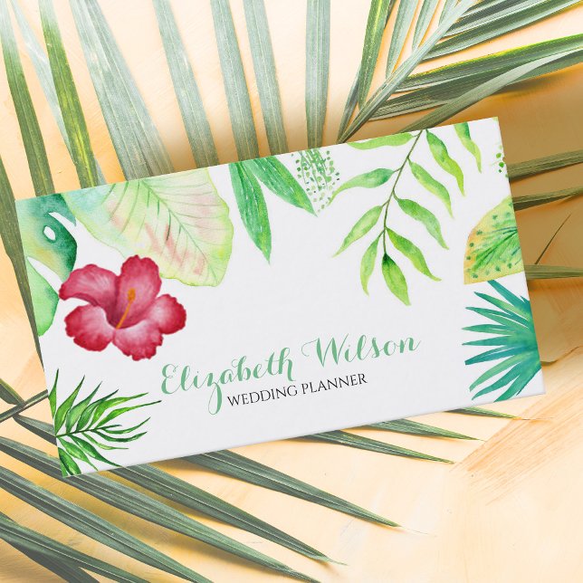 green watercolor tropical jungle business card (Creator Uploaded)