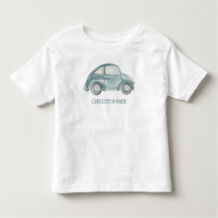 Green Watercolor Vintage Retro Buggy Bug Car Toddler T-Shirt