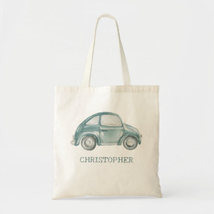 Green Watercolor Vintage Retro Buggy Bug Car Tote Bag