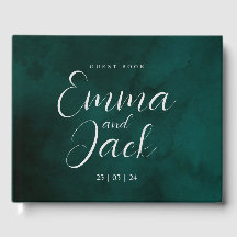Green Watercolor Wedding Guest Book