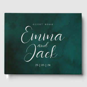 Green Watercolor Wedding Guest Book
