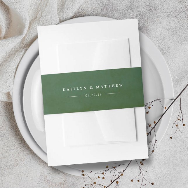 Green Watercolor Wedding Invitation Belly Band (Creator Uploaded)