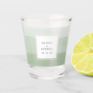 Green Watercolor Wedding Shot Glass