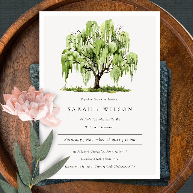 Green Watercolor Willow Tree Farm Wedding Invite (Creator Uploaded)