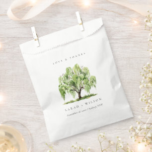 Green Watercolor Willow Tree Farm Wedding Thanks Favour Bags