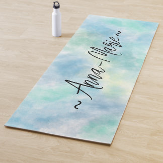 Green watercolor yoga mat