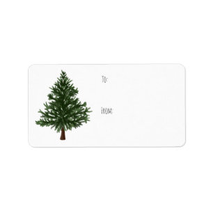 Green Watercolour Christmas Pine Tree Gift Label