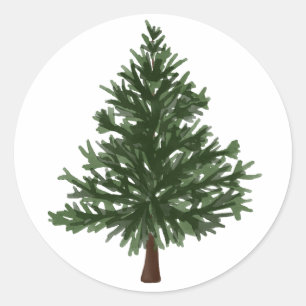 Green Watercolour Christmas Pine Tree Sticker