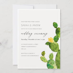 GREEN WATERCOLOUR DESERT CACTUS FLOWER ENGAGEMENT INVITATION