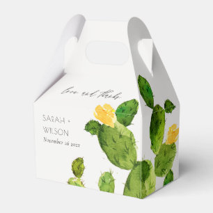 GREEN WATERCOLOUR DESERT CACTUS FLOWER MONOGRAM FAVOUR BOX