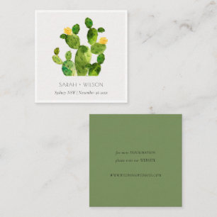 GREEN WATERCOLOUR DESERT CACTUS WEDDING WEBSITE SQUARE BUSINESS CARD