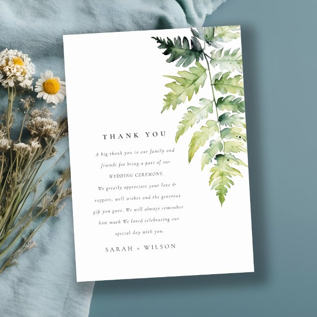 GREEN WATERCOLOUR FERN FOLIAGE THANK YOU (Creator Uploaded)