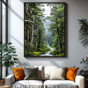 Green Waterfall Refuge Poster
