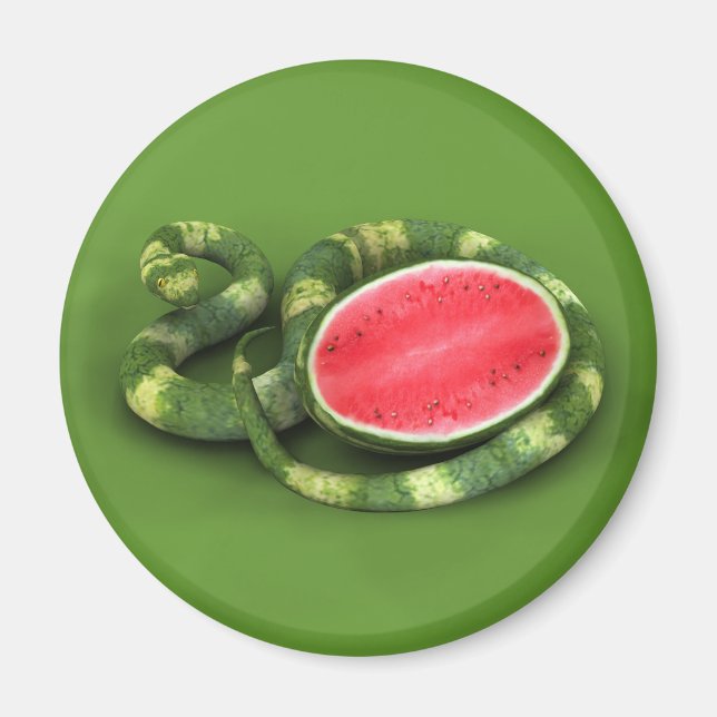 Green Watermelon Snake Magnet (Front)