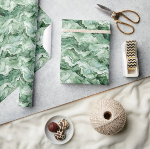 Green Wave Abstract Birthday Wrapping Paper