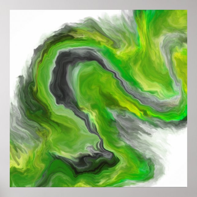 Green Wave Abstract Painting Poster (Front)