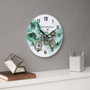 Green Wave Motorcycle Be Adventurous Large Clock