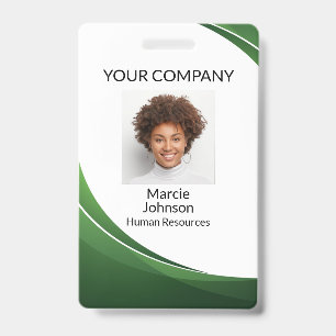 Green Wave Style Photo Badge ID Badge
