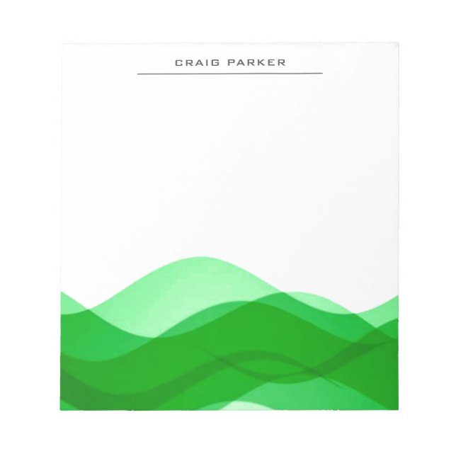 Green Waves Professional Plain Simple Minimalist Notepad (Front)