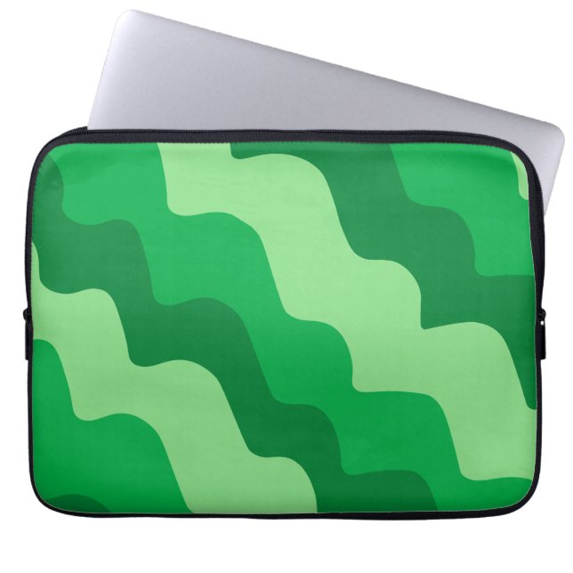 Green wavy ocean waves gradient  laptop sleeve (Front)