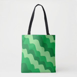 Green wavy ocean waves gradient  tote bag