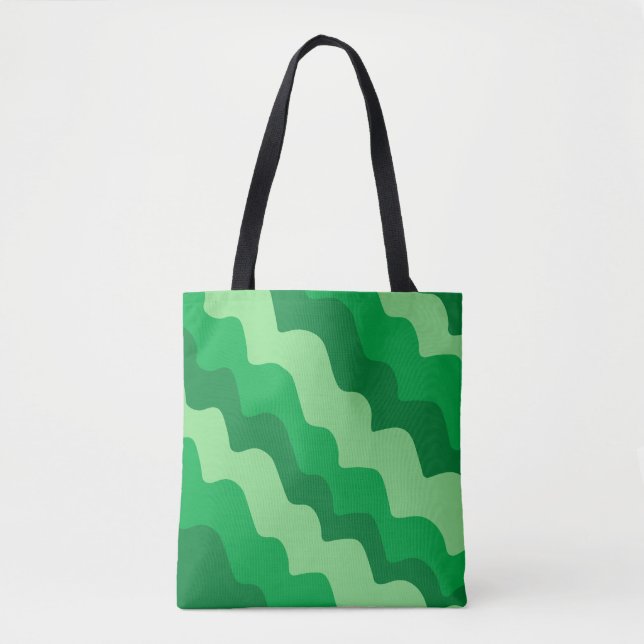 Green wavy ocean waves gradient  tote bag (Front)