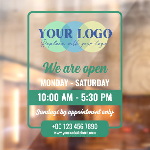 Green We Are Open Hours With Your Logo
