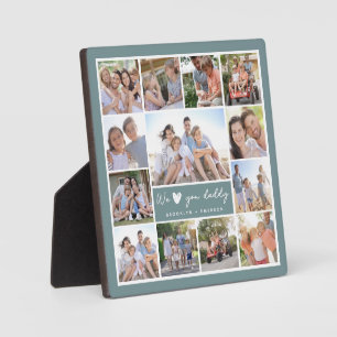 Green We Love You Daddy 13 Photo Collage Plaque