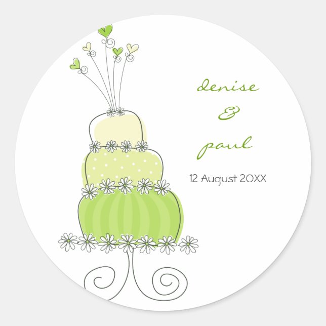 Green Wedding Cake Thank You Gift Label Sticker (Front)