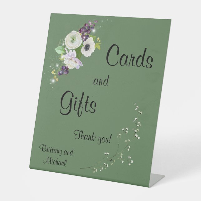Green Wedding Cards and Gifts Pedestal Sign (Front)