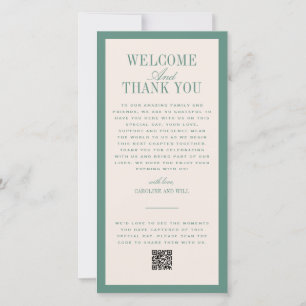 Green Wedding Ceremony or Reception Welcome Thank You Card