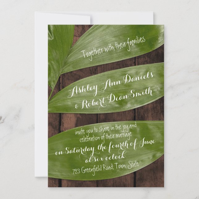 Green Wedding Contemporary Invites Bride & Groom (Front)
