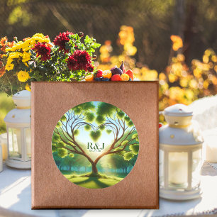 Green Wedding Couple Monogram Sticker