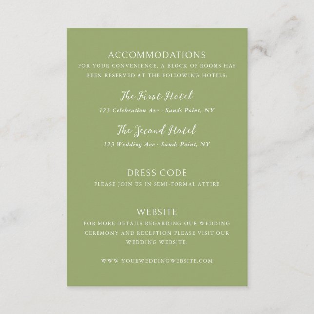 Green Wedding Details Enclosure Card (Front)