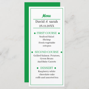 Green Wedding Dinner Menu