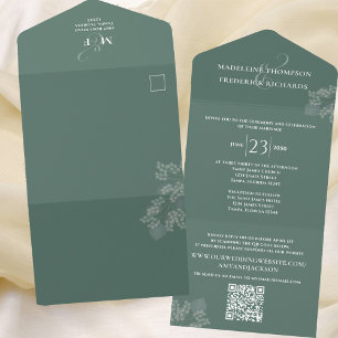 Green Wedding Elegant Greenery Custom All In One Invitation