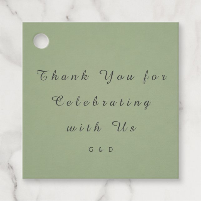 Green Wedding Favor Tag Template (Front)