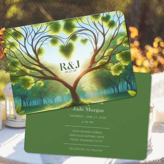 Green Wedding Invitation (Green Wedding Invitation (front and back))