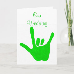 Green Wedding Invitations, Love in Sign Language Invitation