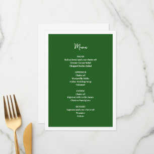 Green Wedding Menu