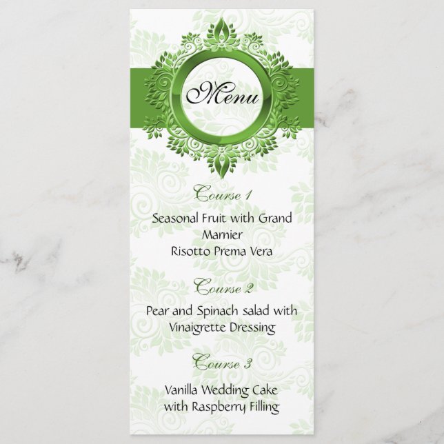 green wedding menu (Front)