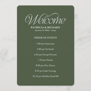 Green Wedding Order of Events Timeline Schedule Programme