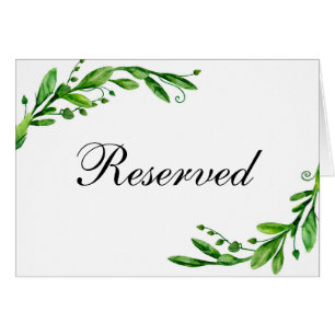 Green wedding reserved sign. Summer table card