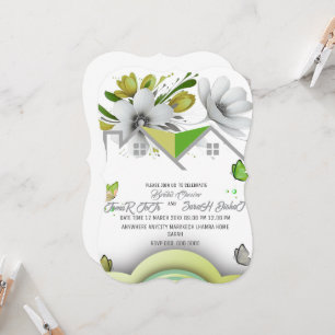 Green Wedding Save the date Template, wedding, We Invitation