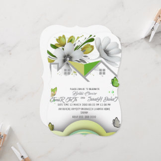 Green Wedding Save the date Template, wedding, We Invitation