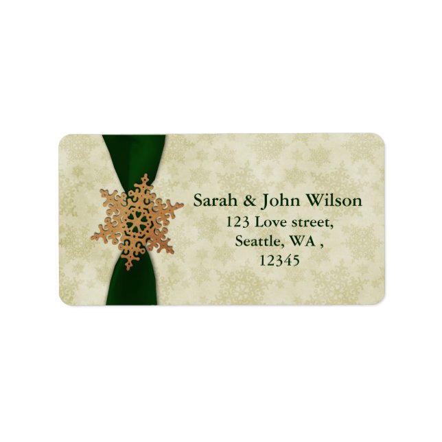 green wedding snowflake return address label (Front)