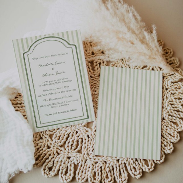 Green Wedding Striped Invitation  (Creator Uploaded)