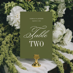 Green Wedding  Table Number