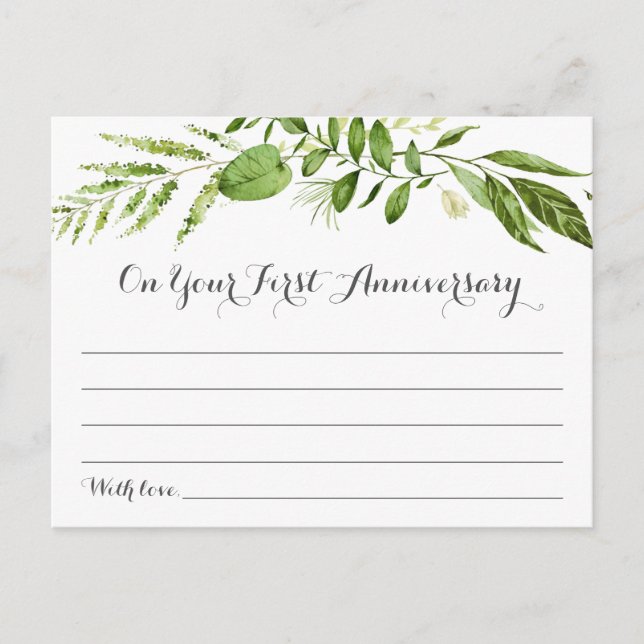 Green Wedding Time Capsule Cards, Rustic Greenery Postcard (Front)